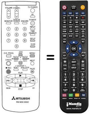 Replacement remote control RM M58-53002 Replacement remote control RM M58-53002