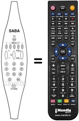 Télécommande équivalente Saba T 7032 SLTY Télécommande équivalente Saba T 7032 SLTY