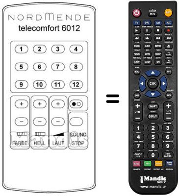 Mando a distancia equivalente TELECOMFORT 6012 Mando a distancia equivalente TELECOMFORT 6012