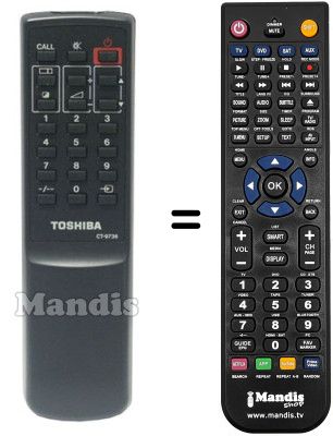 Mando a distancia equivalente Toshiba 21 R 01 F
