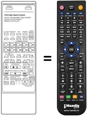 Replacement remote control VCR 185