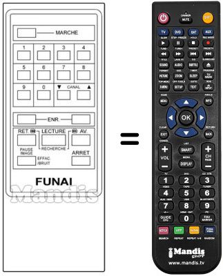 Replacement remote control Funai VCR 6800