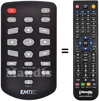 Replacement remote control Emtec MOVIE CUBE N200