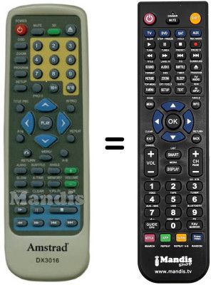 Télécommande équivalente Amstrad DX 3016