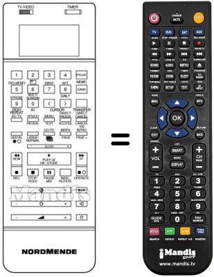 Télécommande équivalente NordMende V1805K Télécommande équivalente NordMende V1805K