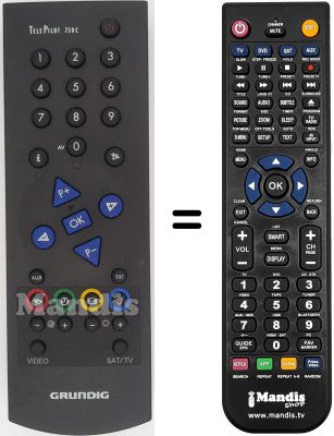 Mando a distancia equivalente Grundig T55-841FR Mando a distancia equivalente Grundig T55-841FR