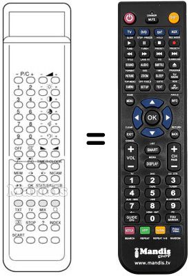 Mando a distancia equivalente Audiosonic KT8875
