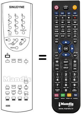 Mando a distancia equivalente Sinudyne TRIADE3458B