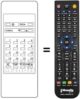 Mando a distancia equivalente Audiosonic KBB1574