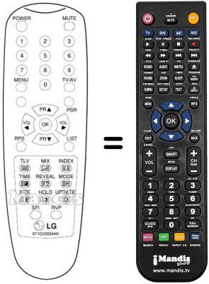 Replacement remote control LG 20J3RX
