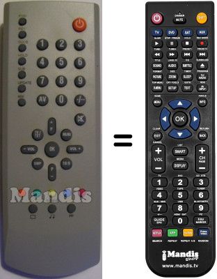 Télécommande équivalente Pacific PTV5104T Télécommande équivalente Pacific PTV5104T