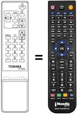 Mando a distancia equivalente Toshiba 23120387 Mando a distancia equivalente Toshiba 23120387