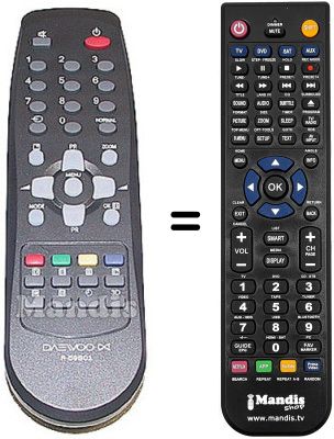 Télécommande équivalente Daewoo DTE28B1 Télécommande équivalente Daewoo DTE28B1