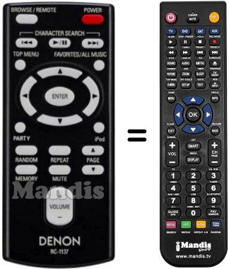 Replacement remote control RC-1137