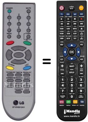Télécommande équivalente LG 29FB5RLX Télécommande équivalente LG 29FB5RLX