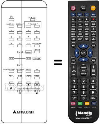 Replacement remote control Mitsubishi CT14MS1ETX-TV Replacement remote control Mitsubishi CT14MS1ETX-TV