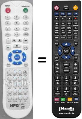 Replacement remote control Npg DVDT9000