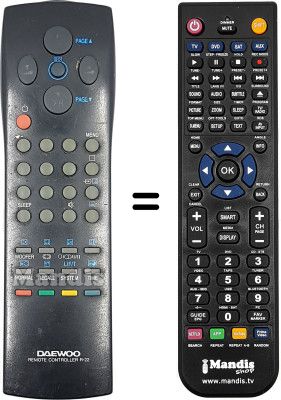 Télécommande équivalente Daewoo DTC29G4 Télécommande équivalente Daewoo DTC29G4