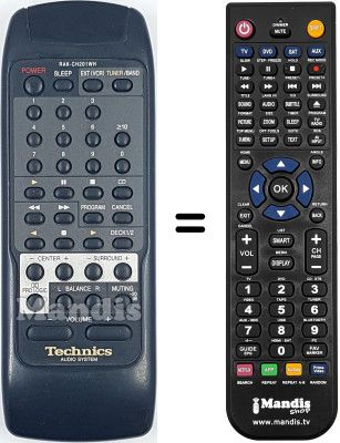 Mando a distancia equivalente Technics RAK-CH201WH