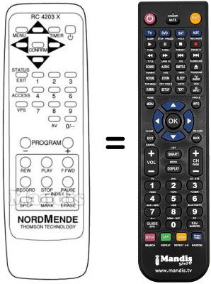 Télécommande équivalente RC4203X Télécommande équivalente RC4203X