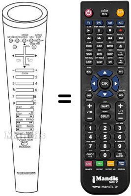 Télécommande équivalente NordMende RC4205X Télécommande équivalente NordMende RC4205X
