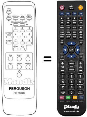 Télécommande équivalente RC5304U