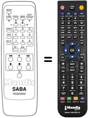 Télécommande équivalente RC6X03NX