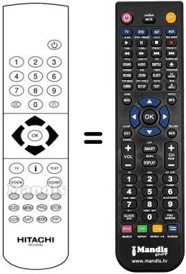 Télécommande équivalente Hitachi CS2992TAN Télécommande équivalente Hitachi CS2992TAN