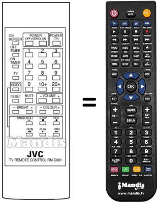 Mando a distancia equivalente JVC RM-C620