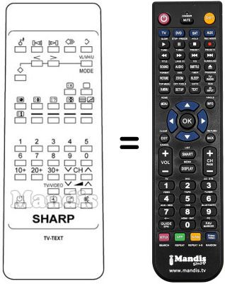Replacement remote control Sharp RRMCG1021BMSA