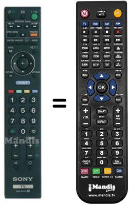Replacement remote control Sony KDL52W4000