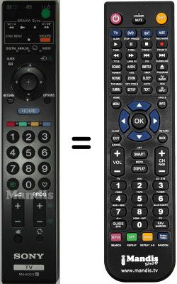 Replacement remote control Sony KDL52W4710