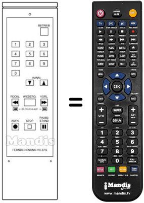 Mando a distancia equivalente NordMende V1035T Mando a distancia equivalente NordMende V1035T
