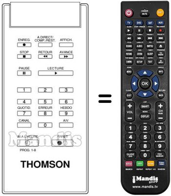 Télécommande équivalente Thomson V6090 Télécommande équivalente Thomson V6090