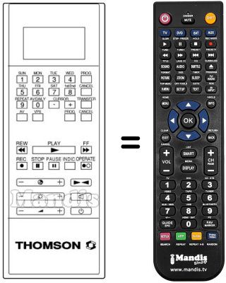 Télécommande équivalente Thomson V610 Télécommande équivalente Thomson V610