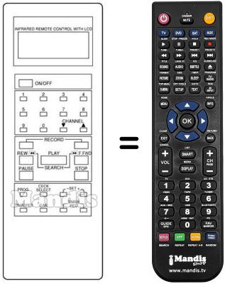 Télécommande équivalente Amstrad VCR4700
