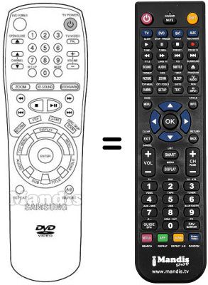 Mando a distancia equivalente Samsung DVD-C700 Mando a distancia equivalente Samsung DVD-C700