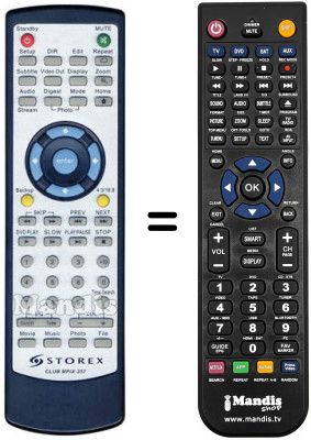 Replacement remote control STOREX CLUBMPIX357 HD