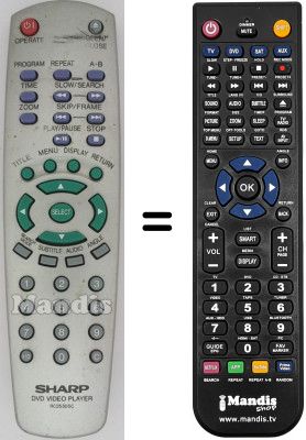 Replacement remote control Sharp DVD-SV90S