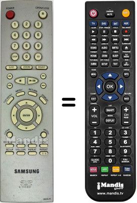 Mando a distancia equivalente Samsung DVD-M205 Mando a distancia equivalente Samsung DVD-M205