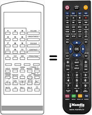 Mando a distancia equivalente HVS54538