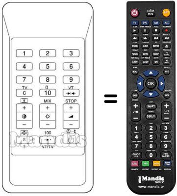 Replacement remote control Tandberg WHV7964