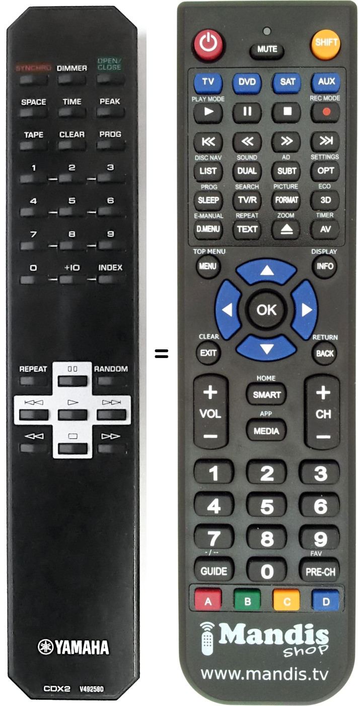Replacement remote control Yamaha CDX2