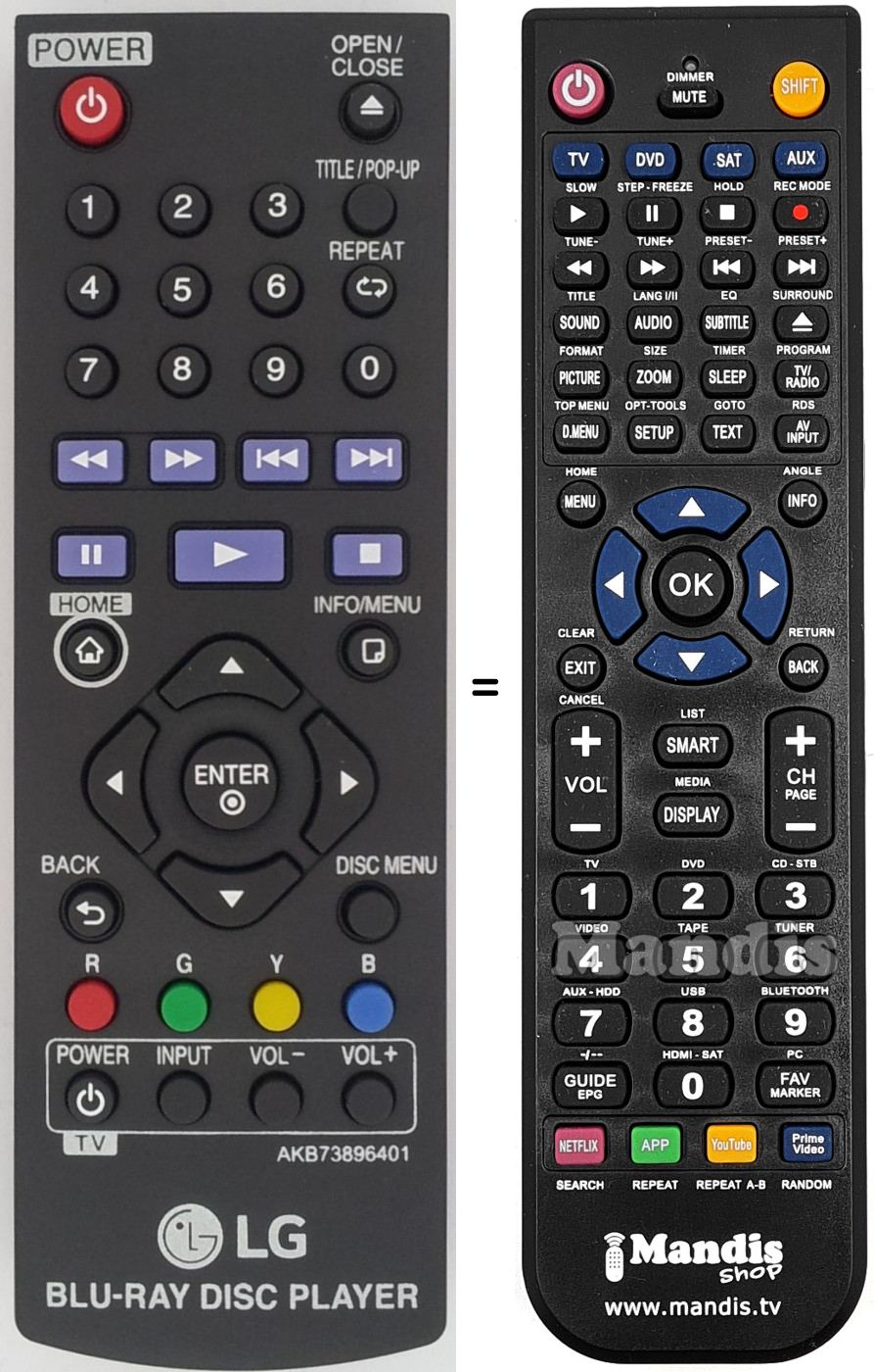 Mando a distancia equivalente LG AKB73896401