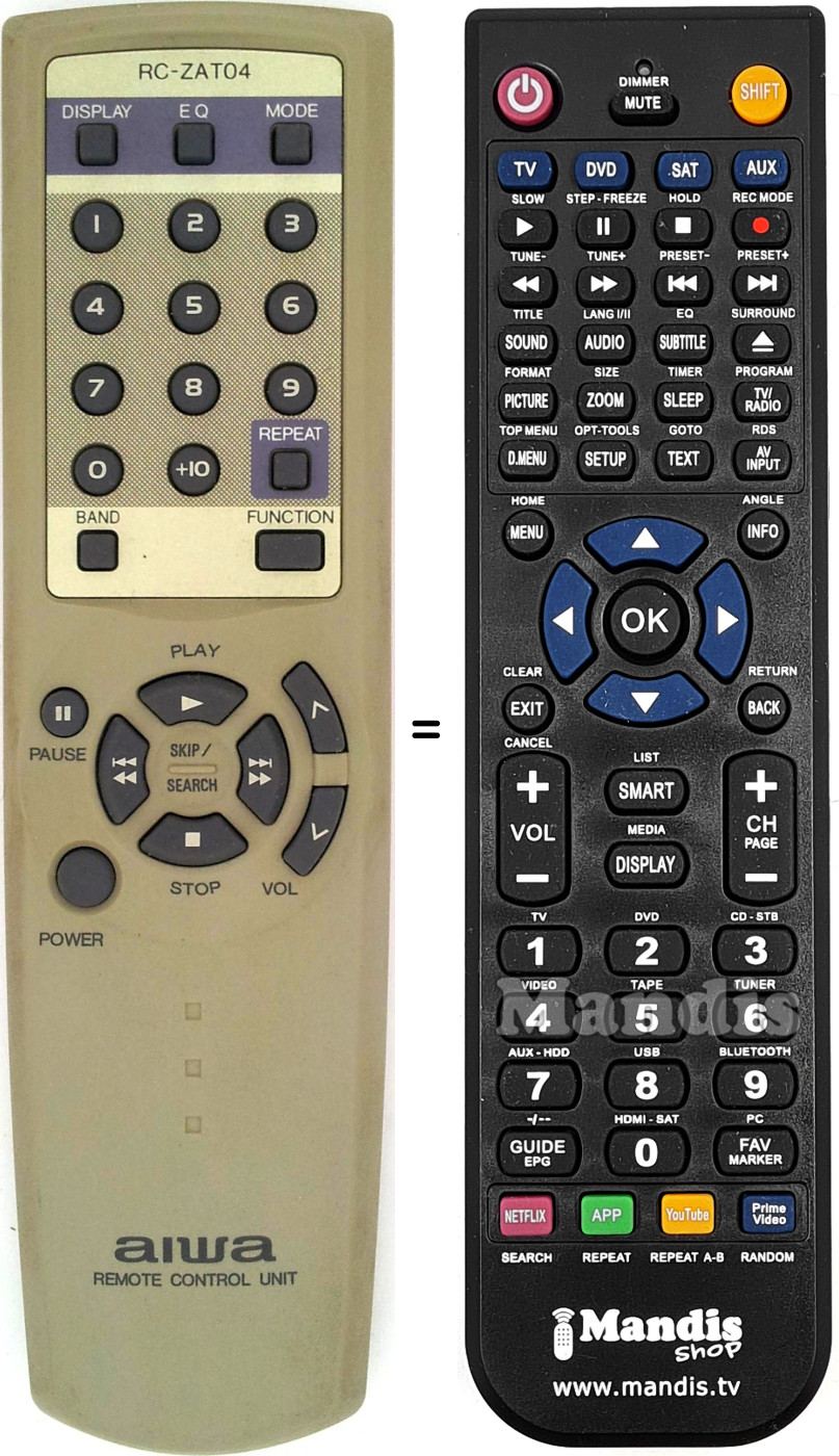 Télécommande équivalente RC-ZAT04
