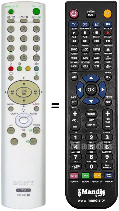 Mando a distancia equivalente RM-934