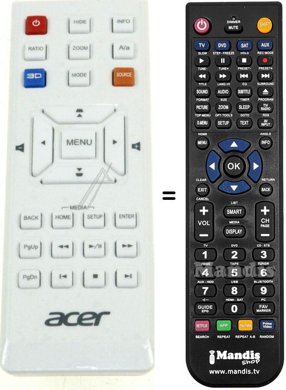 Télécommande équivalente Acer K335