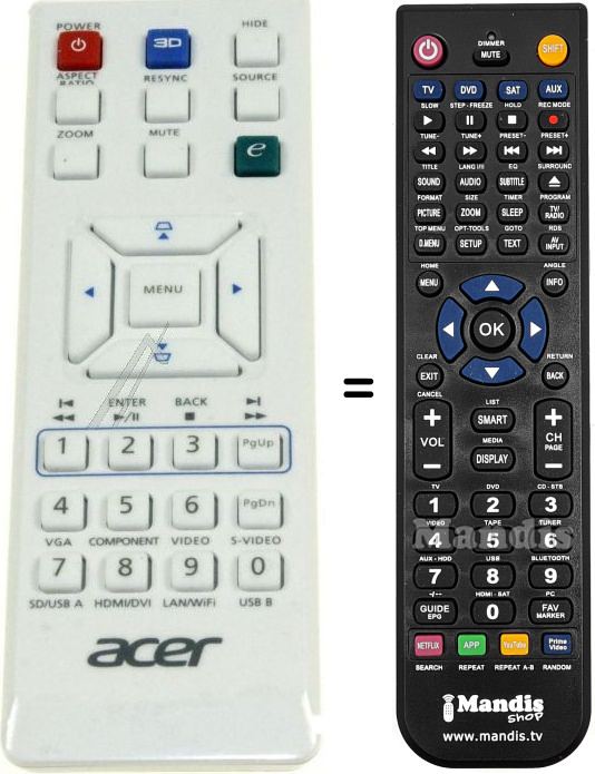 Télécommande équivalente Acer H6510BD